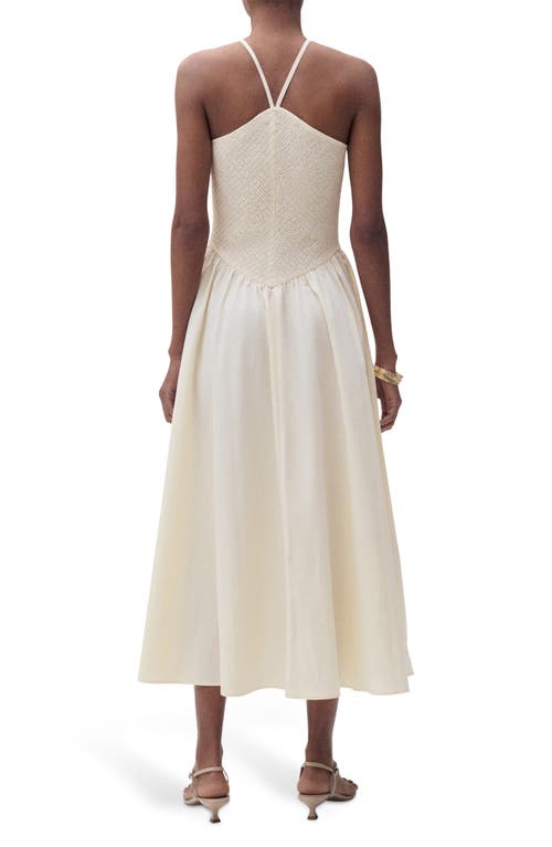 Mango Combined Halter-neck Dress Ecru In Neutral