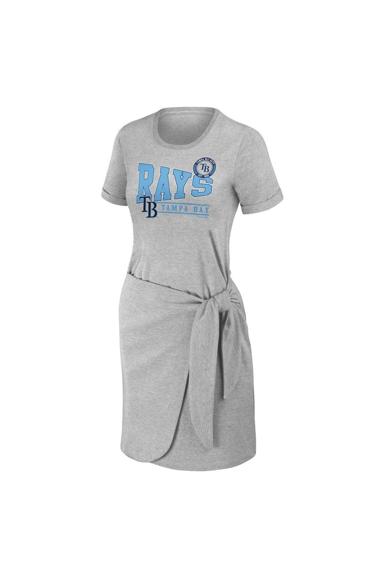 Women's WEAR by Erin Andrews Heather Gray Tampa Bay Rays  Knotted T-Shirt Dress, Alternate, color, Heather Gray
