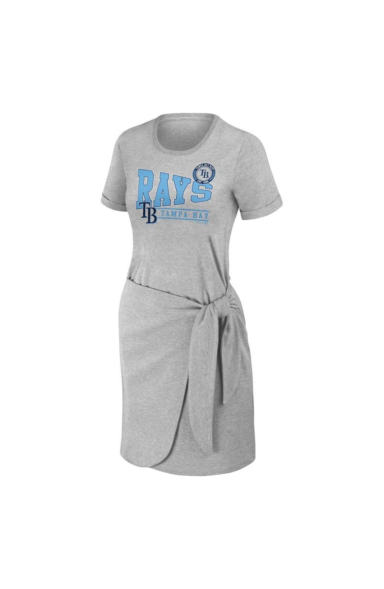 WEAR by Erin Andrews Women's WEAR by Erin Andrews Heather Gray Tampa Bay Rays Knotted T-Shirt Dress, Alternate, color, Heather Gray