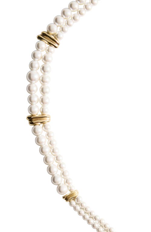 Mango Faux Pearl Choker Necklace In White