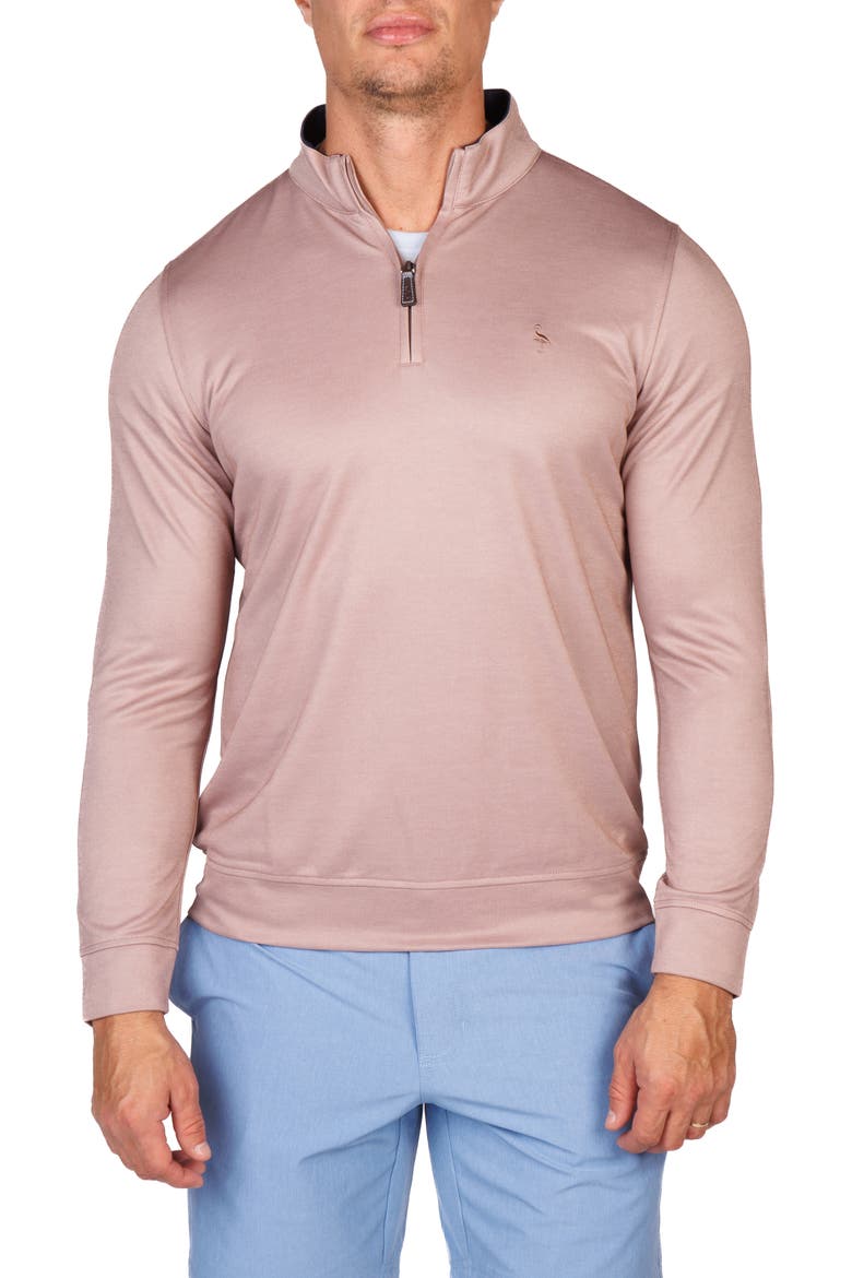 Modal Blend Quarter Zip Polo, Alternate, color, MUSHROOM