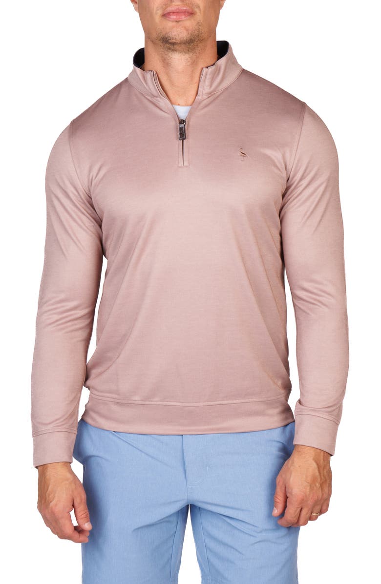 TailorByrd Modal Blend Quarter Zip Polo, Alternate, color, Mushroom
