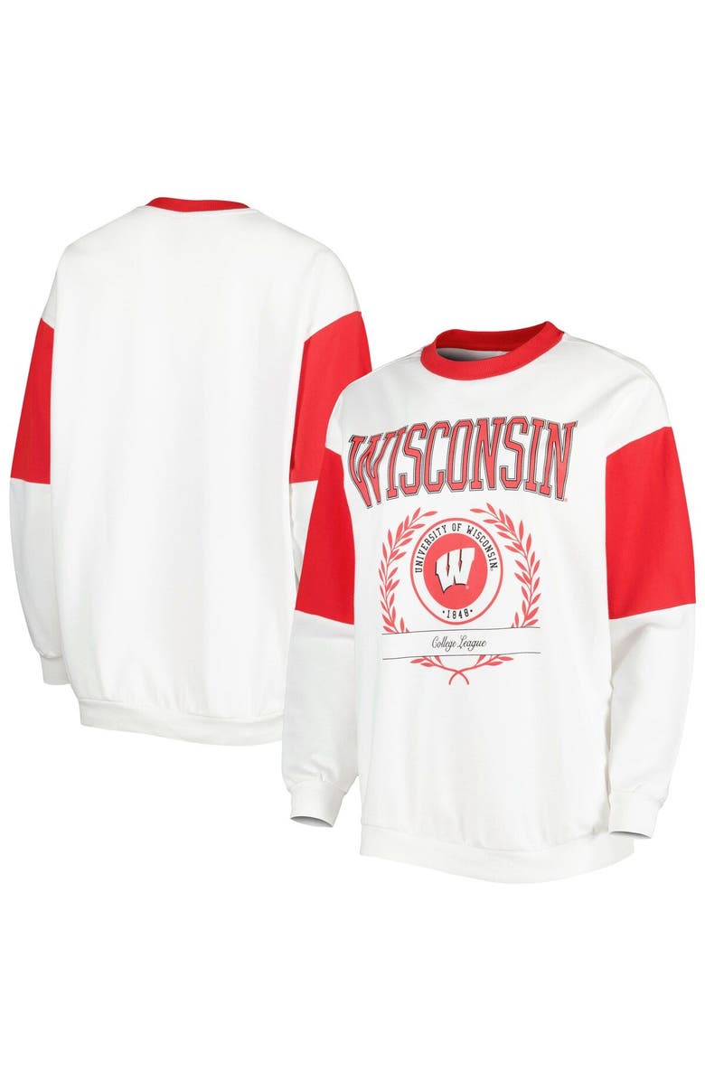 GAMEDAY COUTURE Women's Gameday Couture White Wisconsin Badgers It's A Vibe Dolman Pullover Sweatshirt, Main, color, 