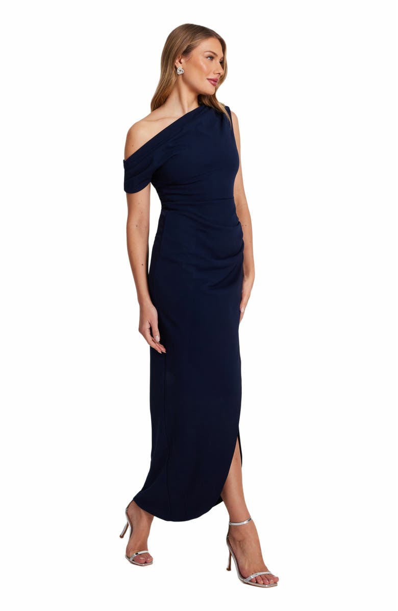 QUIZ One Shoulder Scuba Crepe Asymmetric Maxi Dress, Alternate, color, 