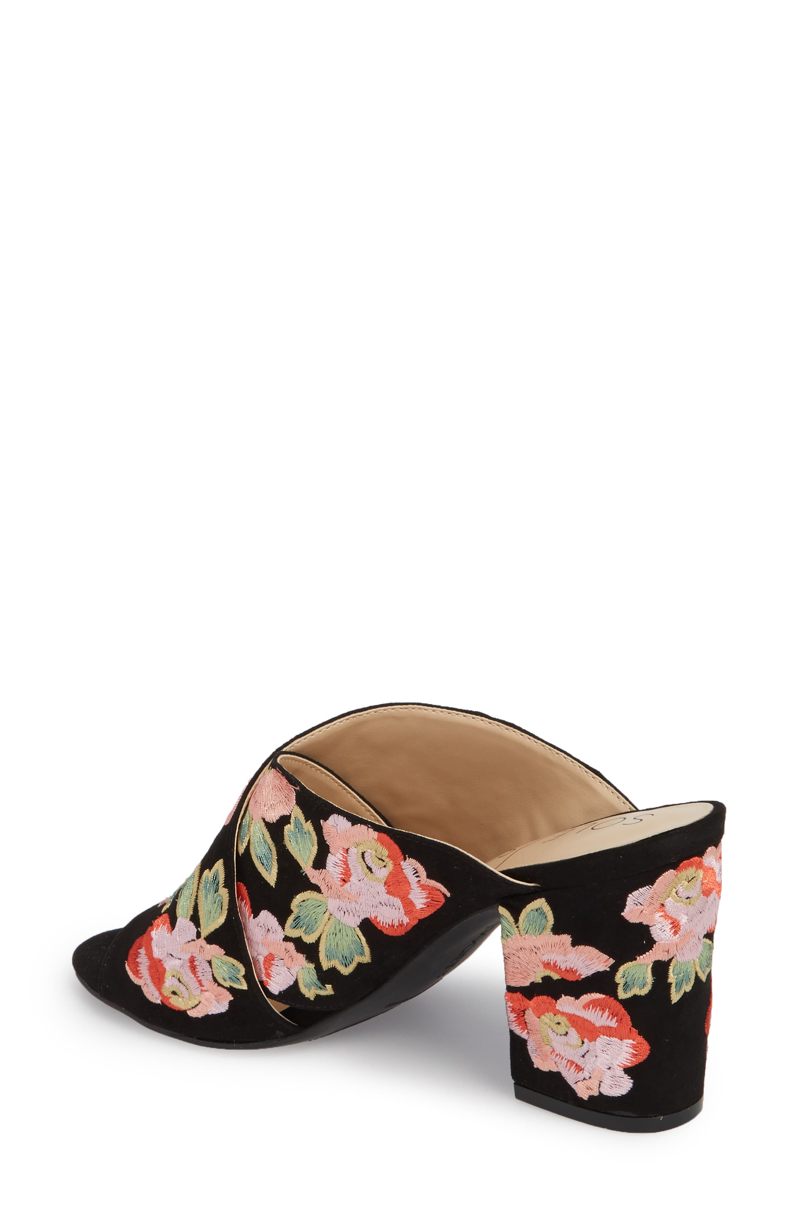 Sole Society Luella Flower Embroidered Slide, Alternate, color, 