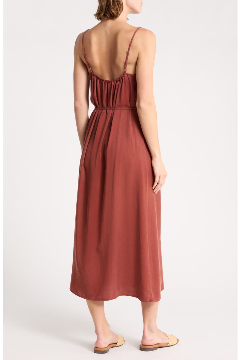 Ruflfe Faux Wrap Removable Tie Belt Midi Dress, Alternate, color, HARVEST RED