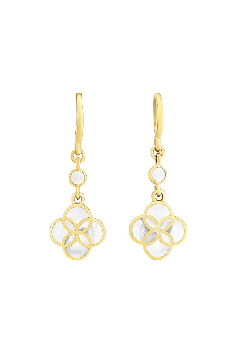 Petal Gemstone With 18K Gold Overlay Sterling Drop Earring, Main, color, WHITE