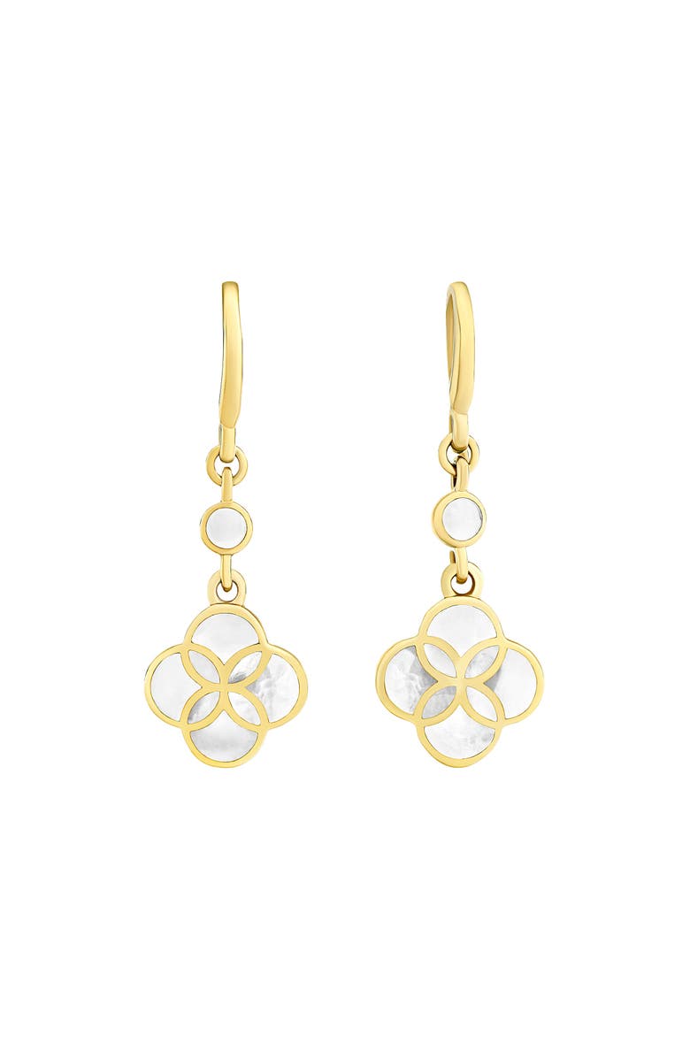 Jan Leslie Petal Gemstone With 18K Gold Overlay Sterling Drop Earring, Main, color, White