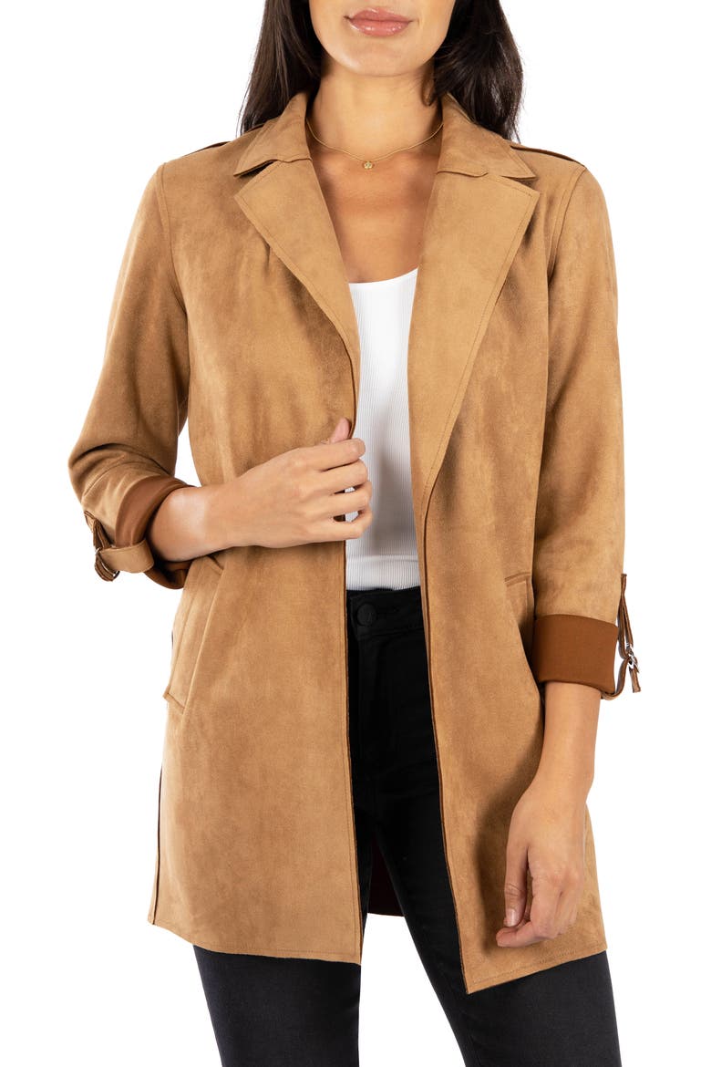 Faux Suede Coat, Main, color, BUTTERSCOTCH