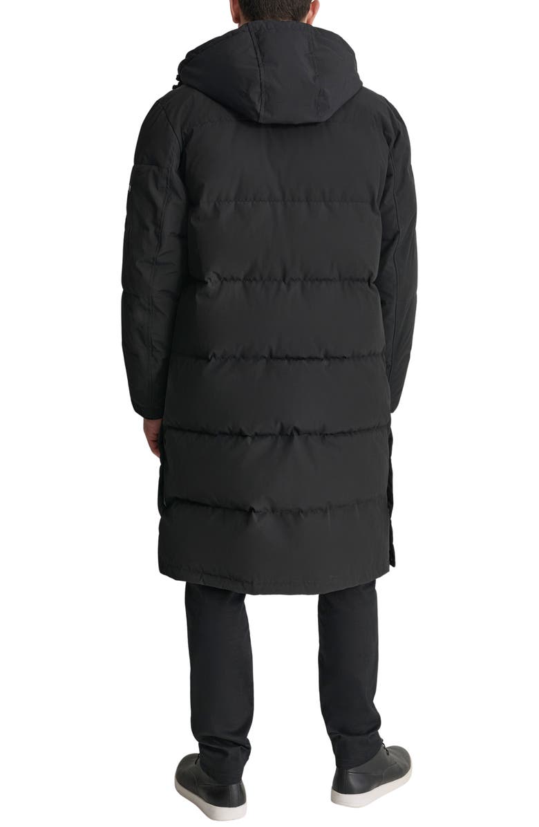 DKNY Zip Front Longline Puffer, Alternate, color, Black