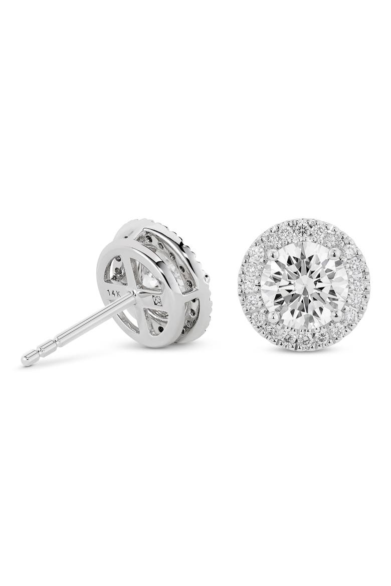 2-Carat Lab Grown Diamond Halo Stud Earrings, Alternate, color, WHITE/ 14K WHITE GOLD
