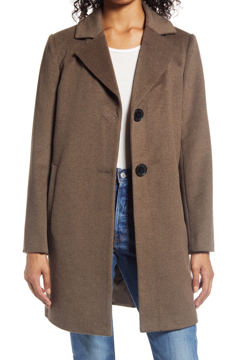 Wool Blend Coat, Main, color, MELANGE BROWN