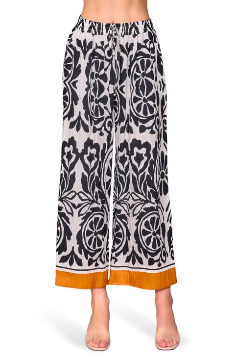 Floral Print Wide Leg Pants