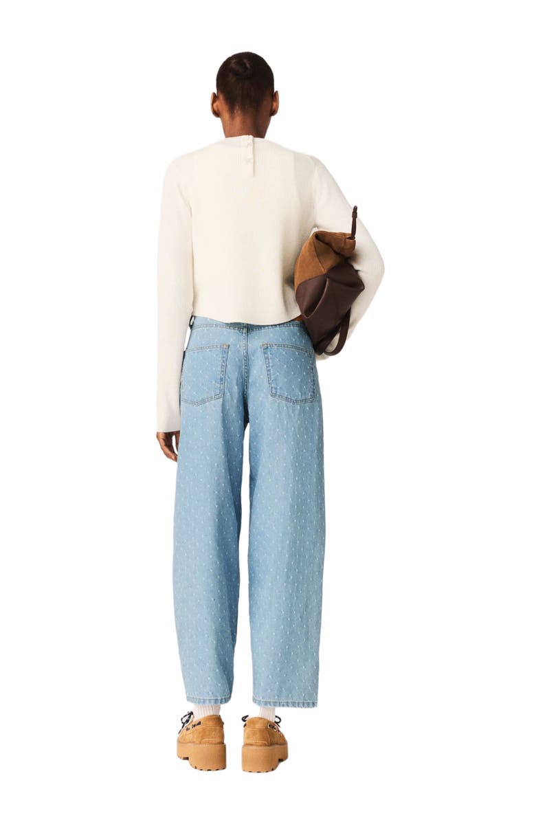 maje Jewel-button back sweater, Alternate, color, Ecru