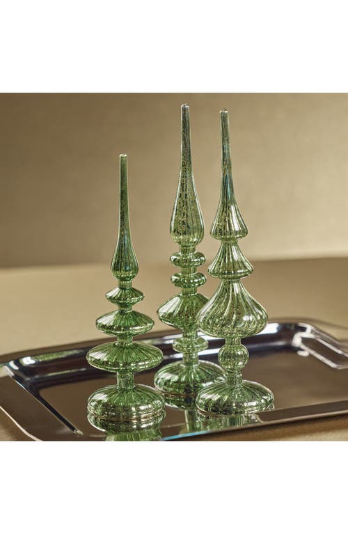Zodax Set Of 2 Azenor Led Decorative Glass Tabletop Finial Ornaments In Green