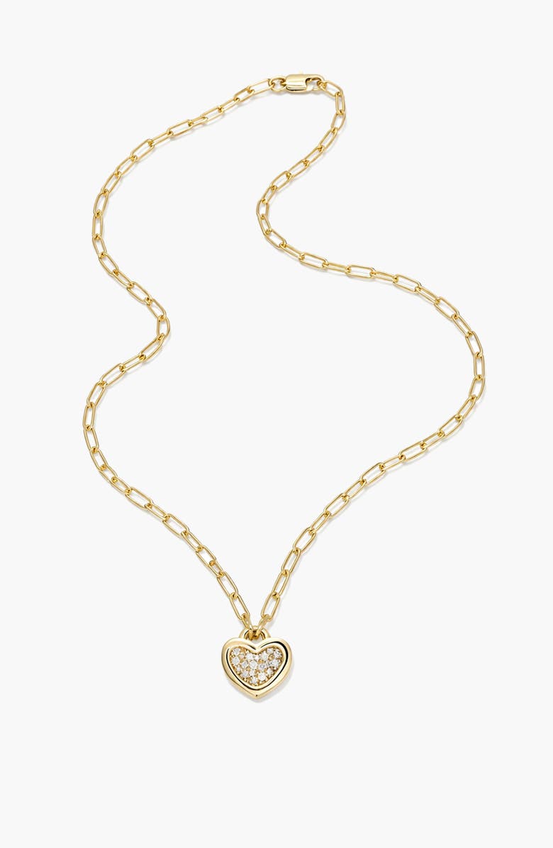YOJ Link Heart Pave Short Necklace in Gold, Alternate, color, Gold