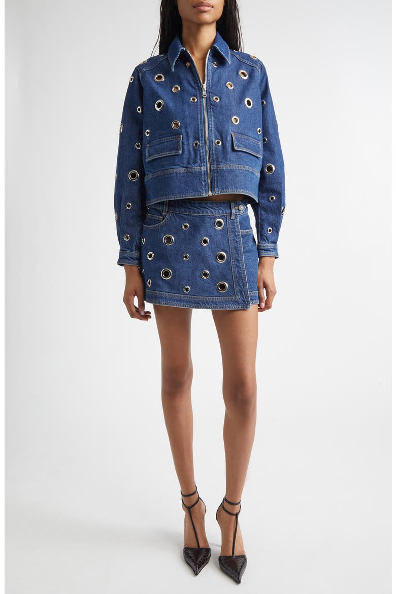 Marcia Rivet Detail Denim Skort, Alternate, color, TIDE