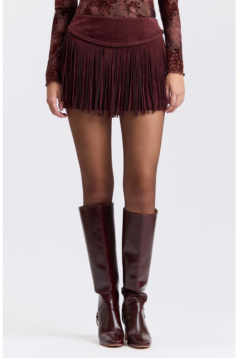 Fringe Miniskirt, Main, color, WINE