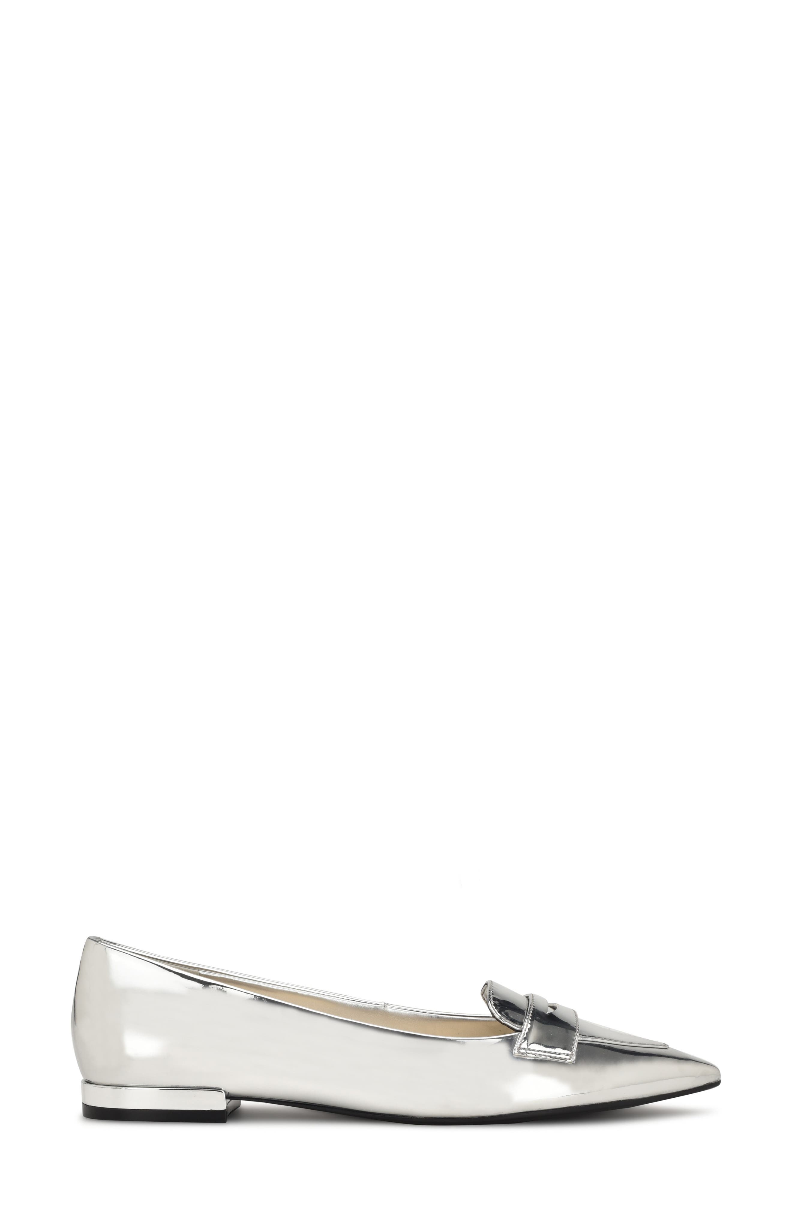Nine West Lallin Pointed Toe Flat, Alternate, color, Silver 040