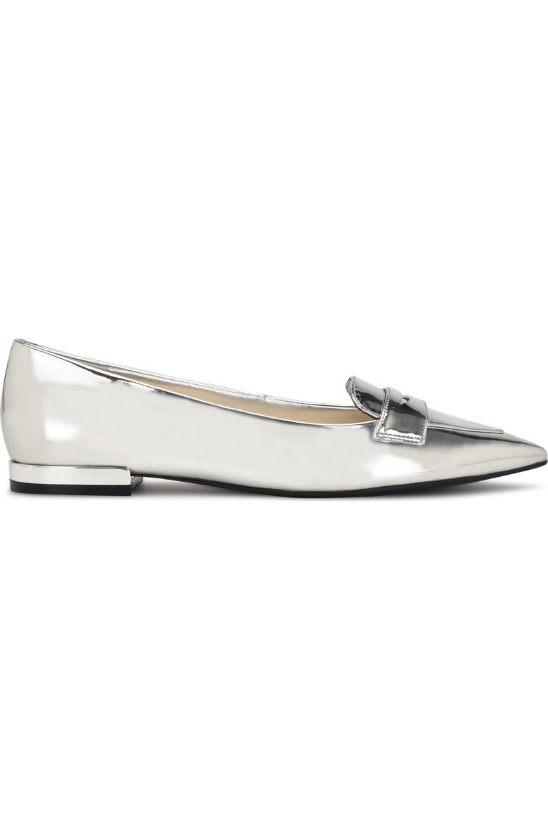 Nine West Lallin Pointed Toe Flat, Alternate, color, Silver 040