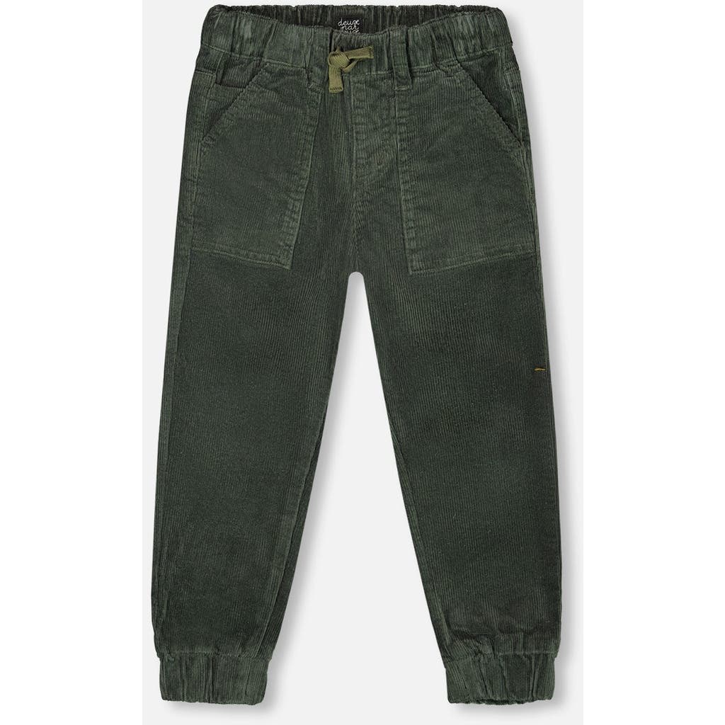 Deux Par Deux Stretch Corduroy Jogger Pants In Green