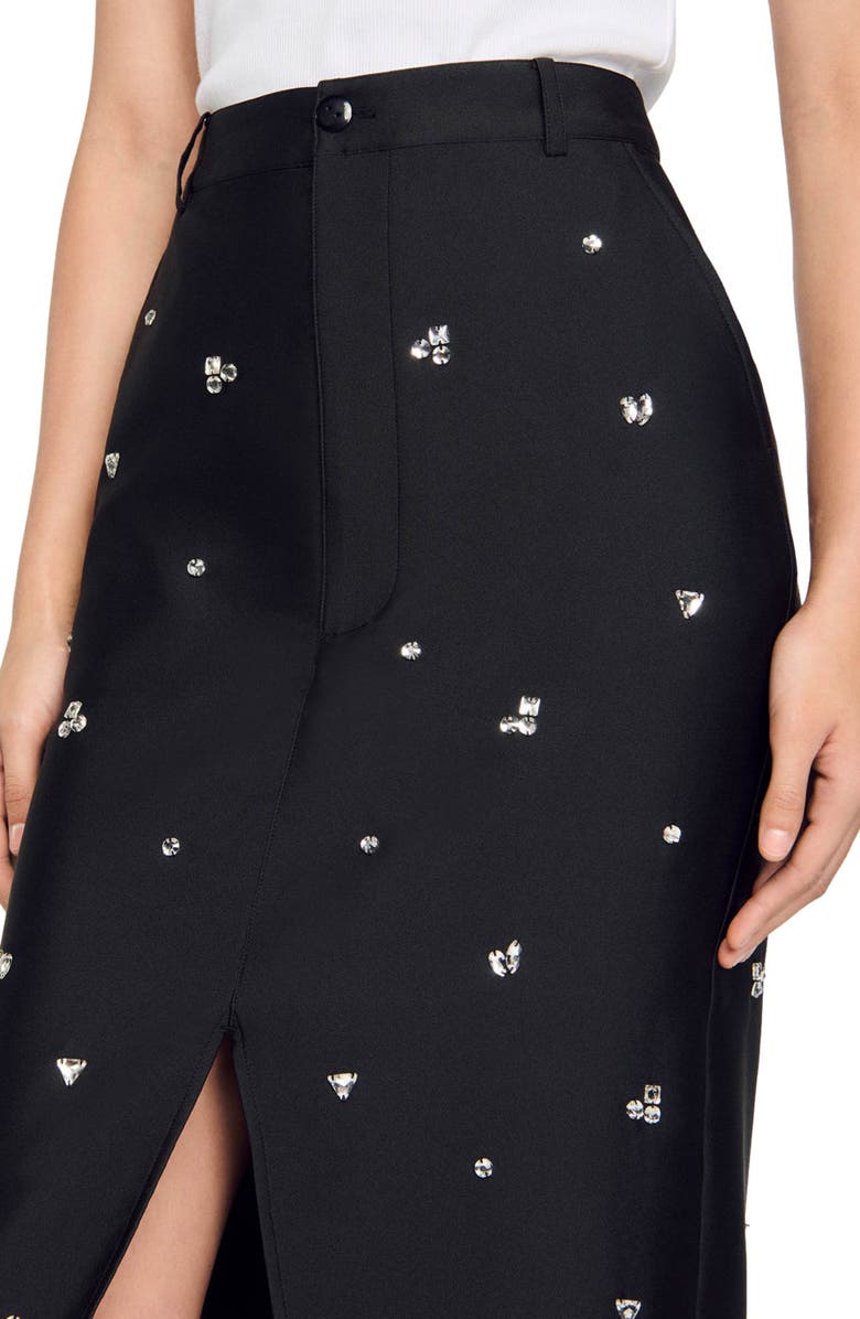 SANDRO Rhinestone pencil skirt, Alternate, color,