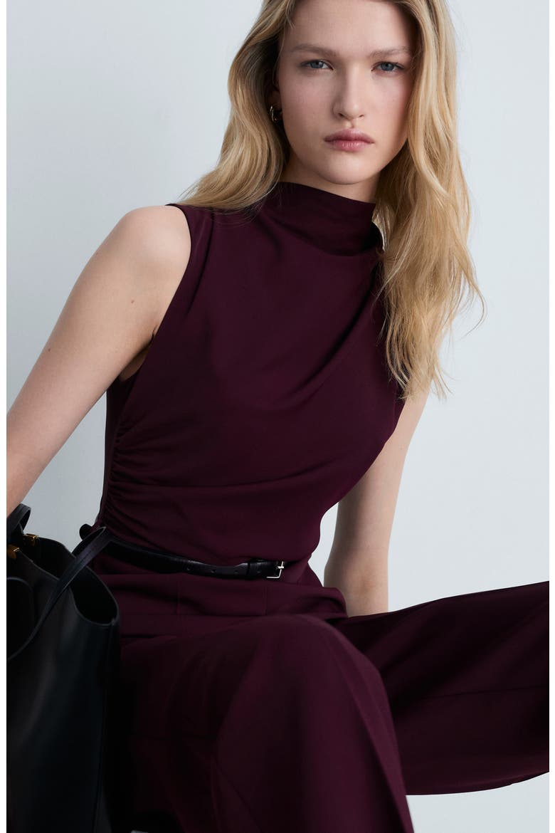 Belted Sleeveless Wide Leg Jumpsuit, Alternate, color, WINE