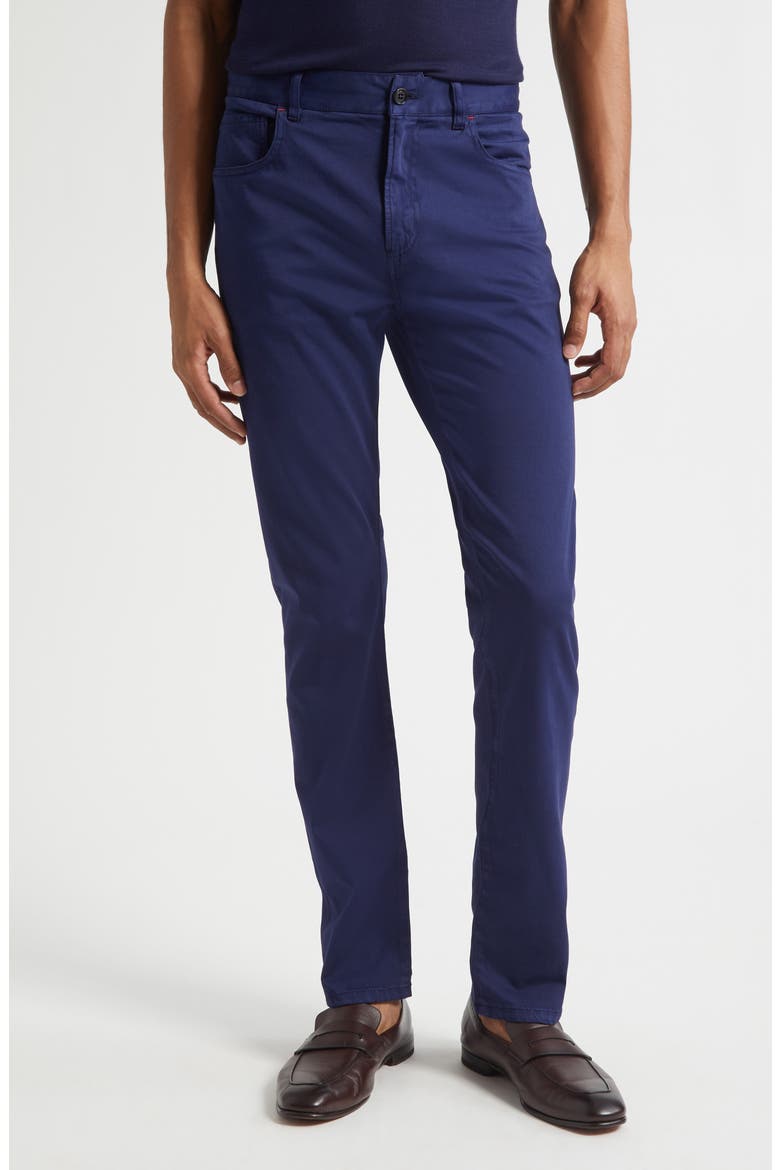 Five-Pocket Stretch Cotton & Cashmere Pants, Main, color, BLUE