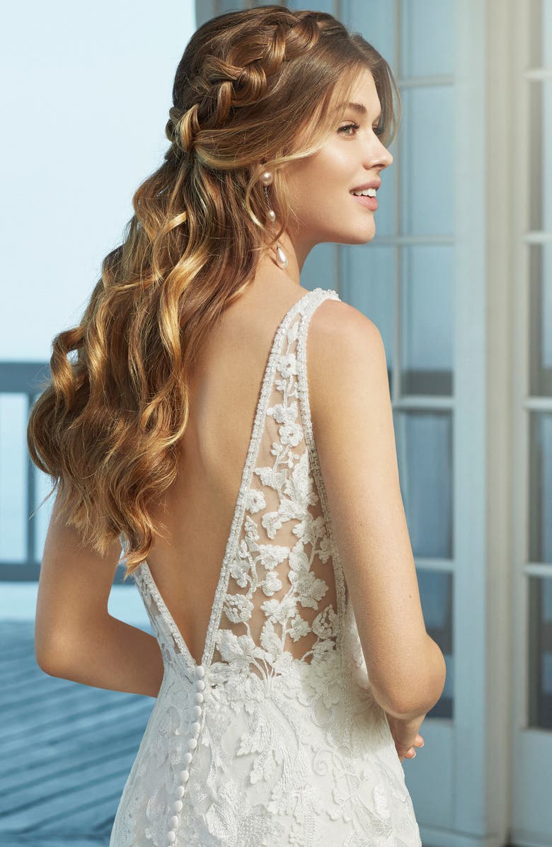 Rosa Clará Cecilia Lace Mermaid Wedding Dress, Alternate, color, 