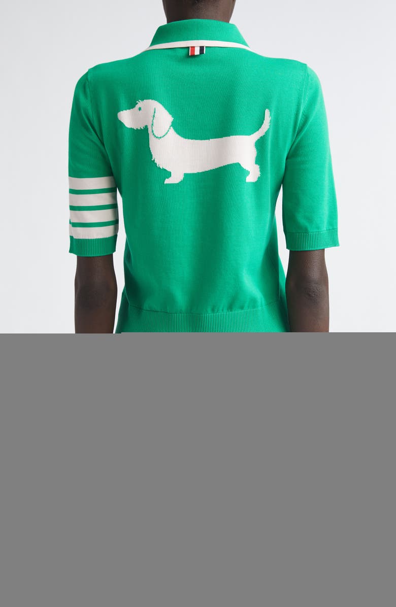 Thom Browne 4-Bar Hector Intarsia Polo Sweater, Alternate, color, Green