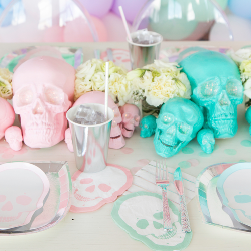 Jollity & Co . Pastel Skull Large Napkins In Multi