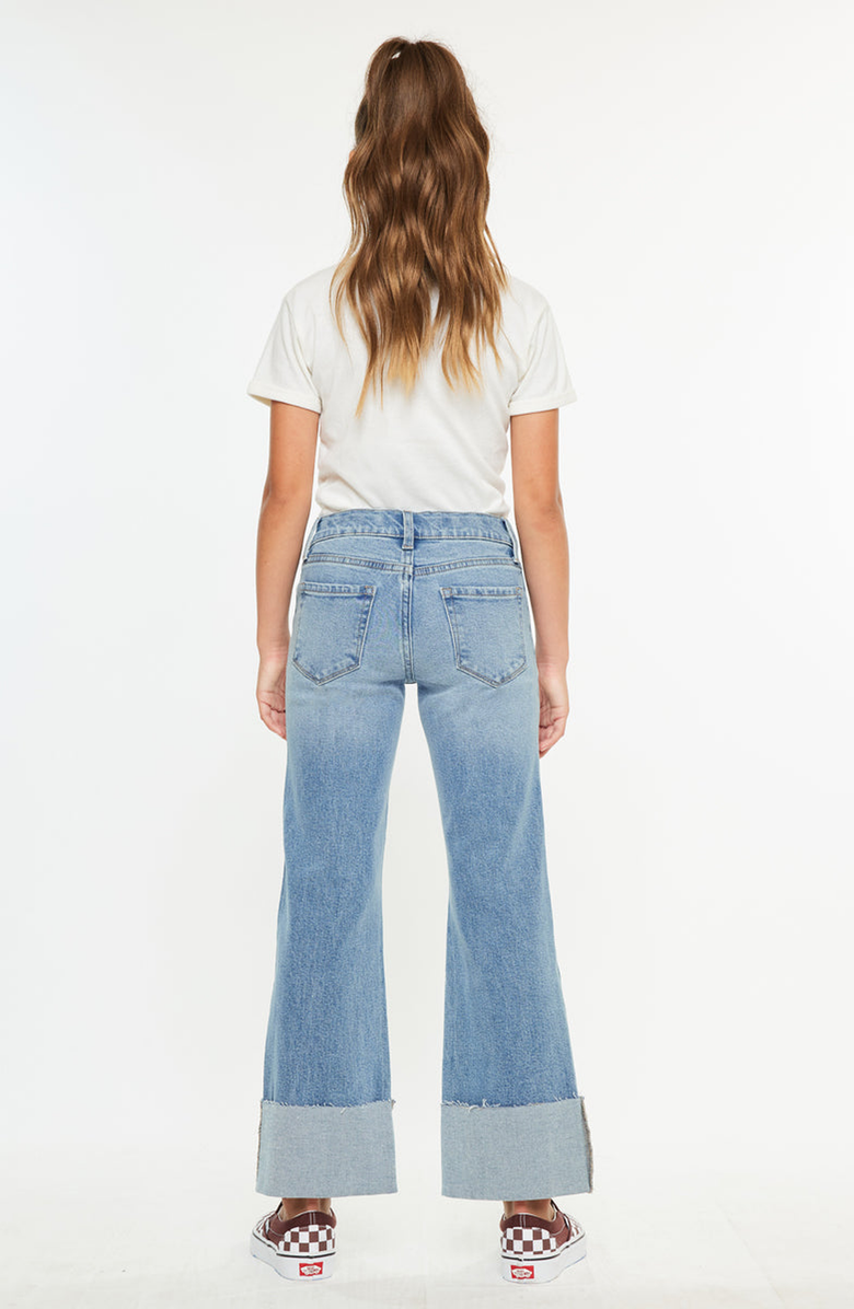 KanCan Emma Mid Rise Kids Wide Flare Leg Jeans, Alternate, color, 