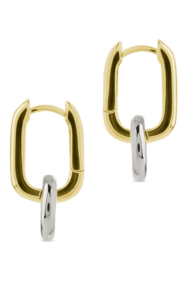 Justyna Mixed Metal Dangle Hoop Earrings, Alternate, color, DUALTONE