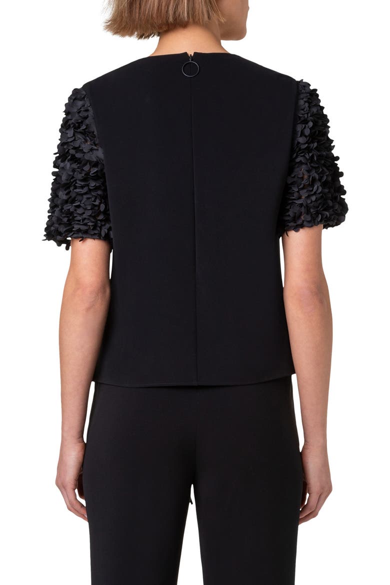 3D Petal Sleeve Top, Alternate, color, BLACK