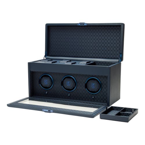 Wolf Earth Triple Watch Winder In Midnight Blue