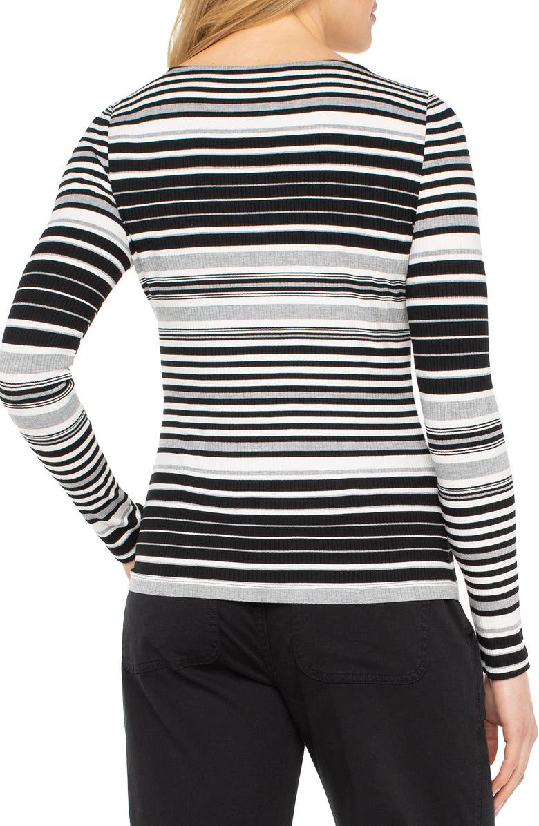 Liverpool Los Angeles Stripe Rib Boat Neck Long Sleeve Top, Alternate, color, 