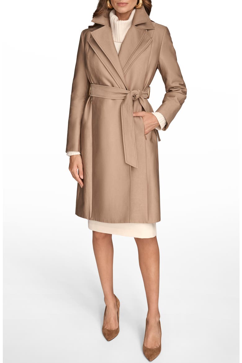 Double Collar Cotton Blend Trench Coat, Alternate, color, KHAKI