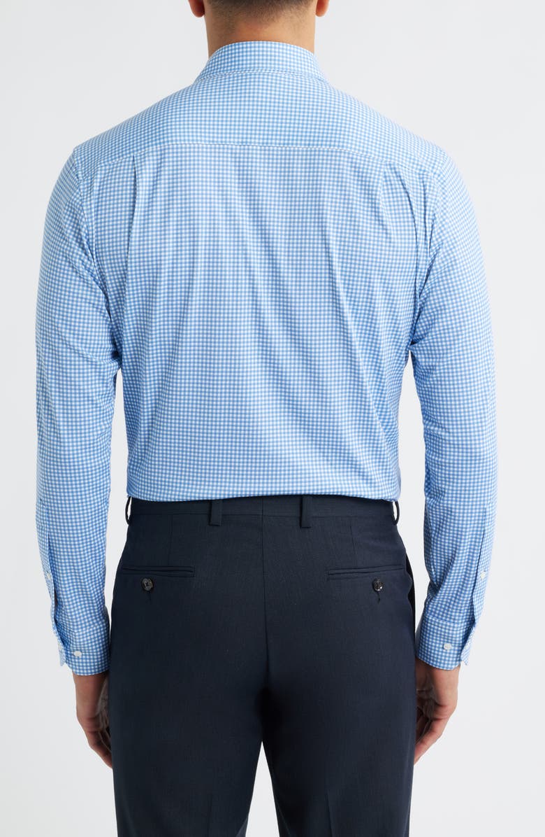 Peter Millar Crown Crafted Excursionist Flex Gingham Button-Up Shirt, Alternate, color, Rain Cloud