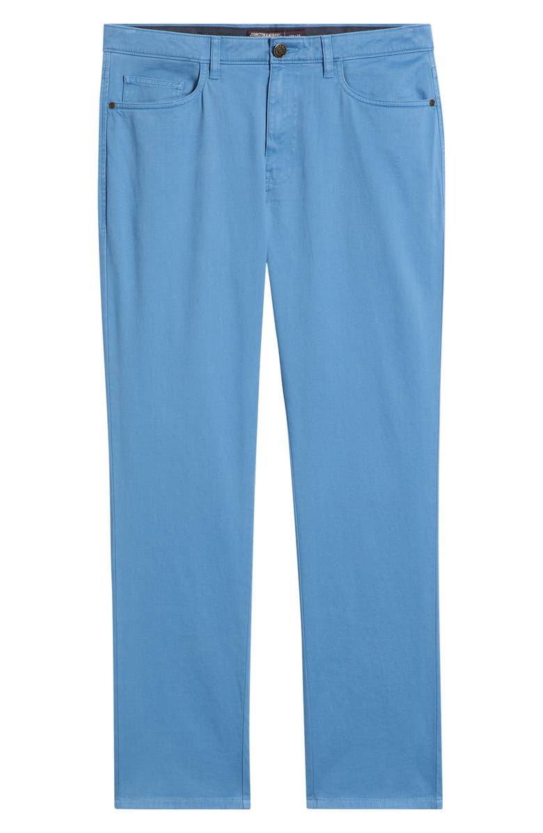 Johnston & Murphy Straight Leg Stretch Cotton 5-Pocket Pants, Alternate, color, Blue