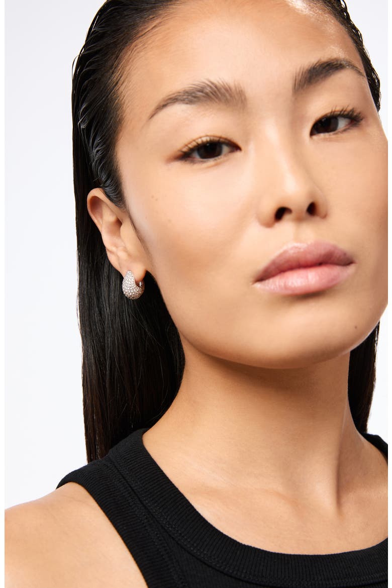 Adler Pavé Chunky Hoop Earrings, Alternate, color, SILVER CLEAR