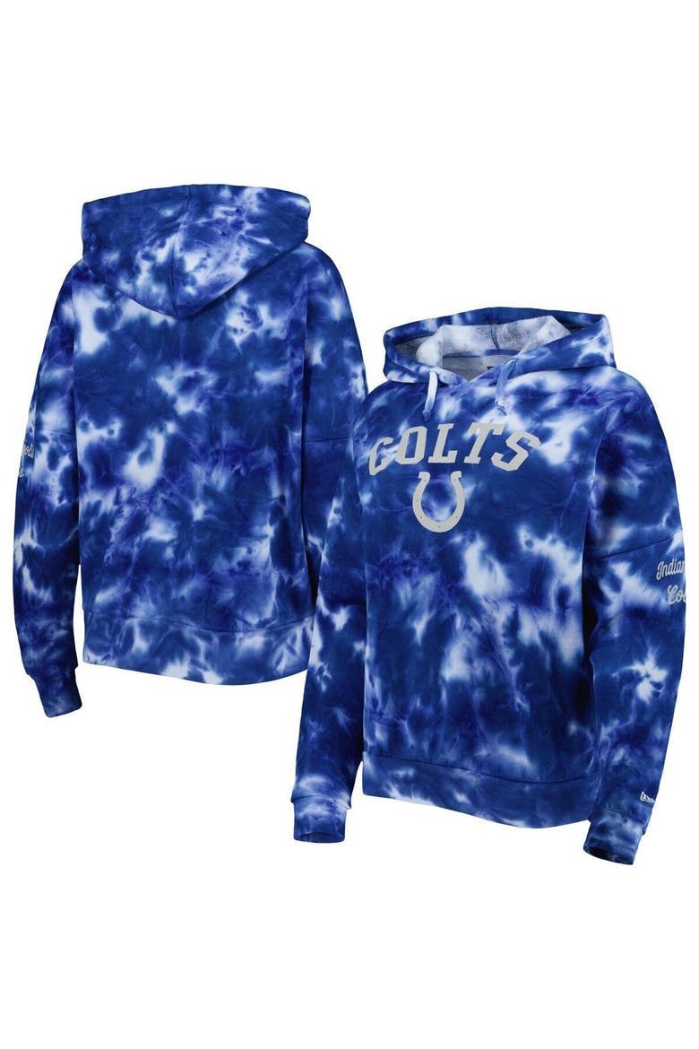 Women's New Era Royal Indianapolis Colts Cloud Dye Fleece Pullover Hoodie, Main, color, Royal