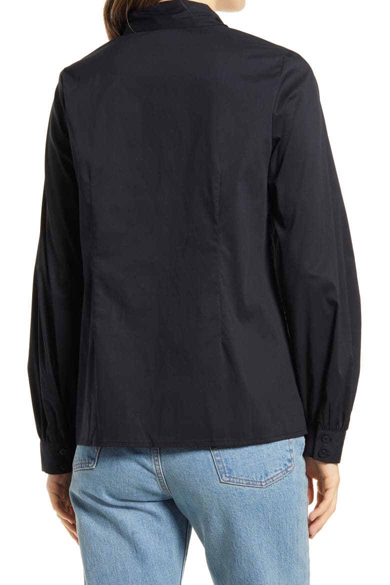 Tie Neck Shirt, Alternate, color, BLACK
