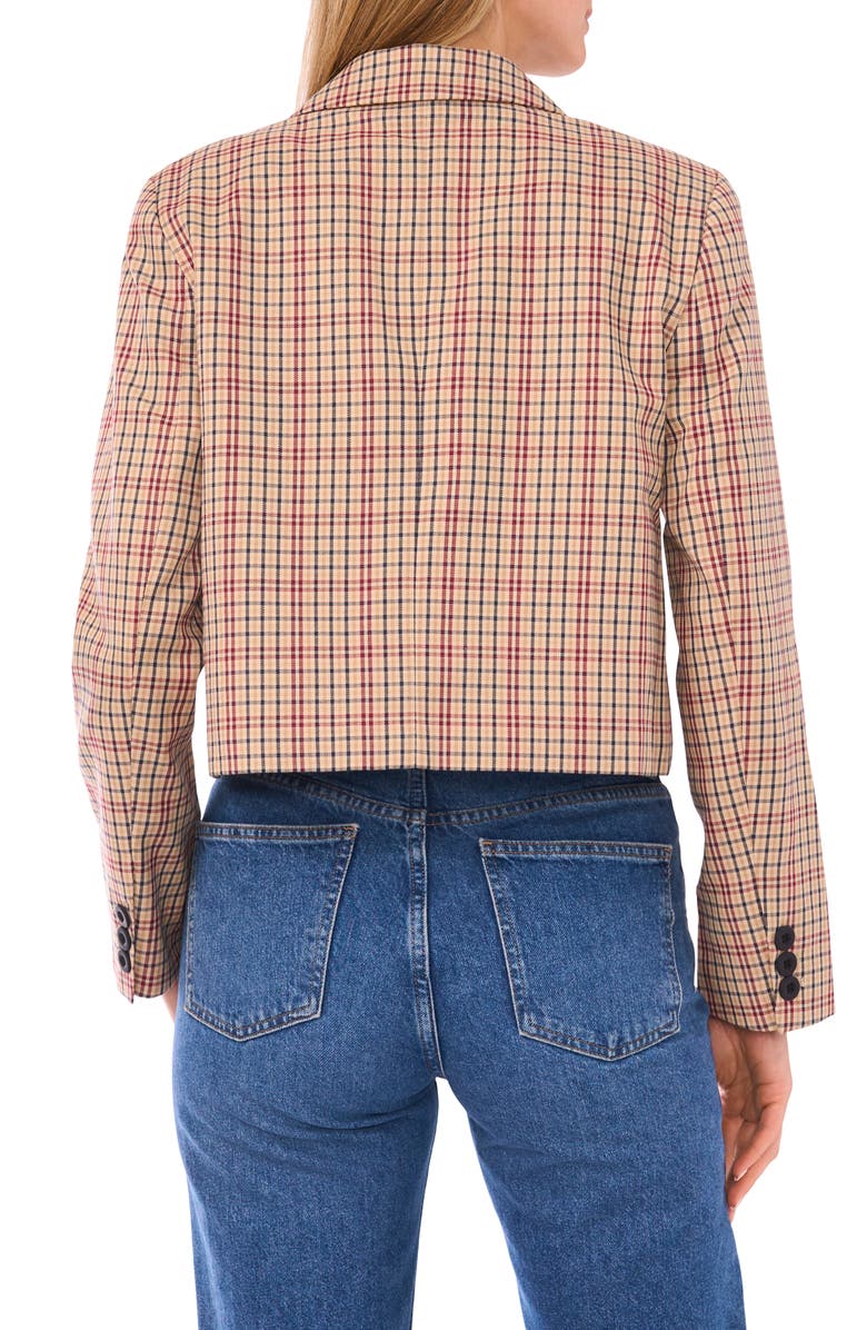 1.STATE Tailored Crop Blazer, Alternate, color, Beige/ Rich Black/ Burgundy