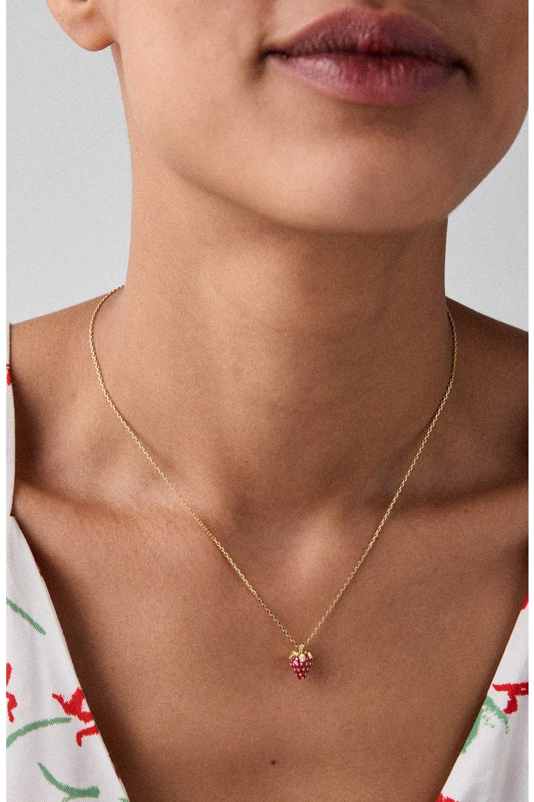 you make me berry happy pendant necklace, Alternate, color, RED.