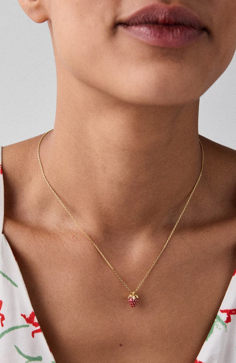 Kate Spade New York you make me berry happy pendant necklace, Alternate, color, Red.