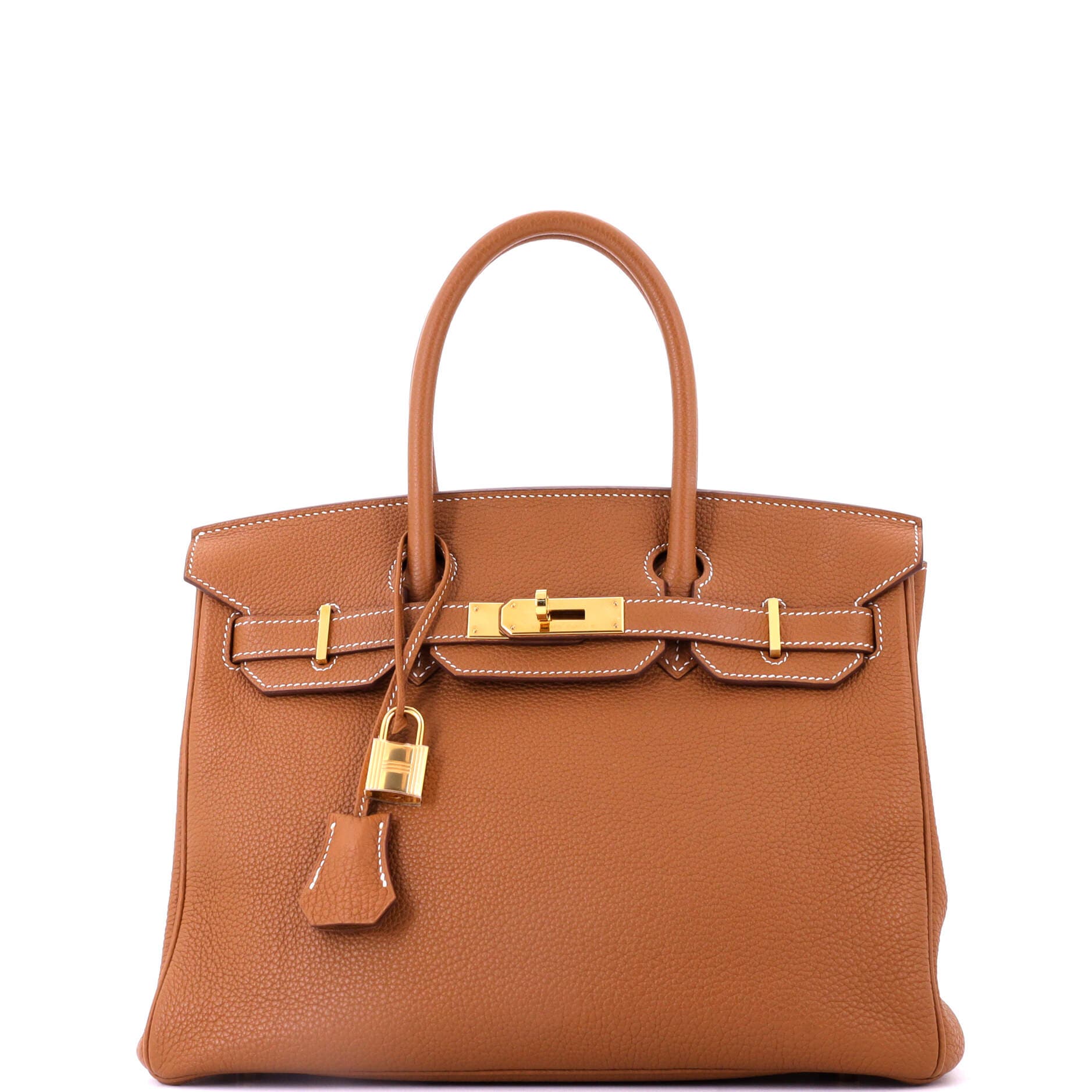 Pre-Owned Hermes Birkin Handbag Brown Togo with Gold Hardware 30, Main, color, Gold