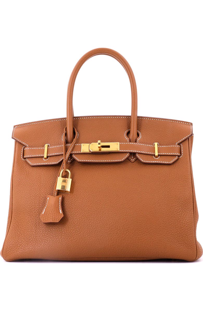 Pre-Owned Hermes Birkin Handbag Brown Togo with Gold Hardware 30, Main, color, Gold