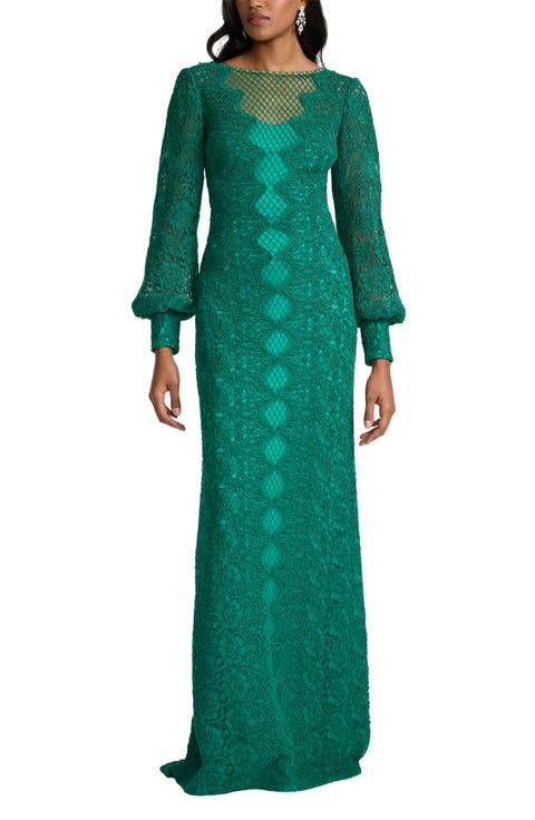 Long sleeve Corded Lace Gown