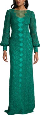 Tadashi Shoji Long sleeve Corded Lace Gown