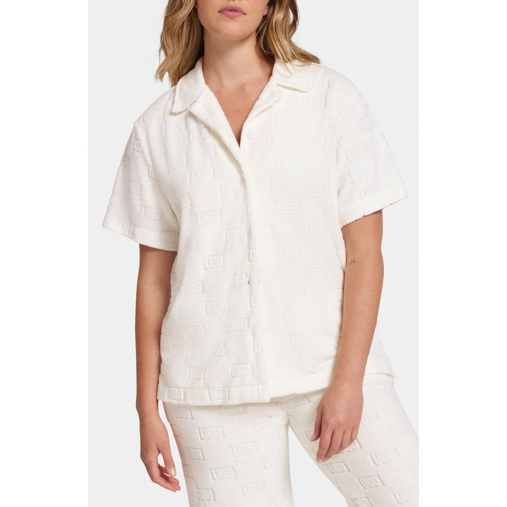 Ugg Shirina Block Terry Cloth Pajama Top In White